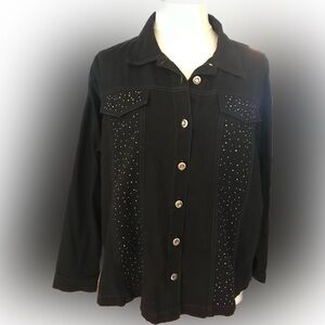 Quaker Factory Women’s Western Style Rhinestone Long Sleeve Shirt Size Large